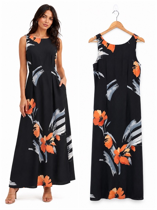 Tori Richard Dresses & Skirts - Vintage Tori Richard 100% Silk Floral Maxi Dress Black Hawaiian Medium